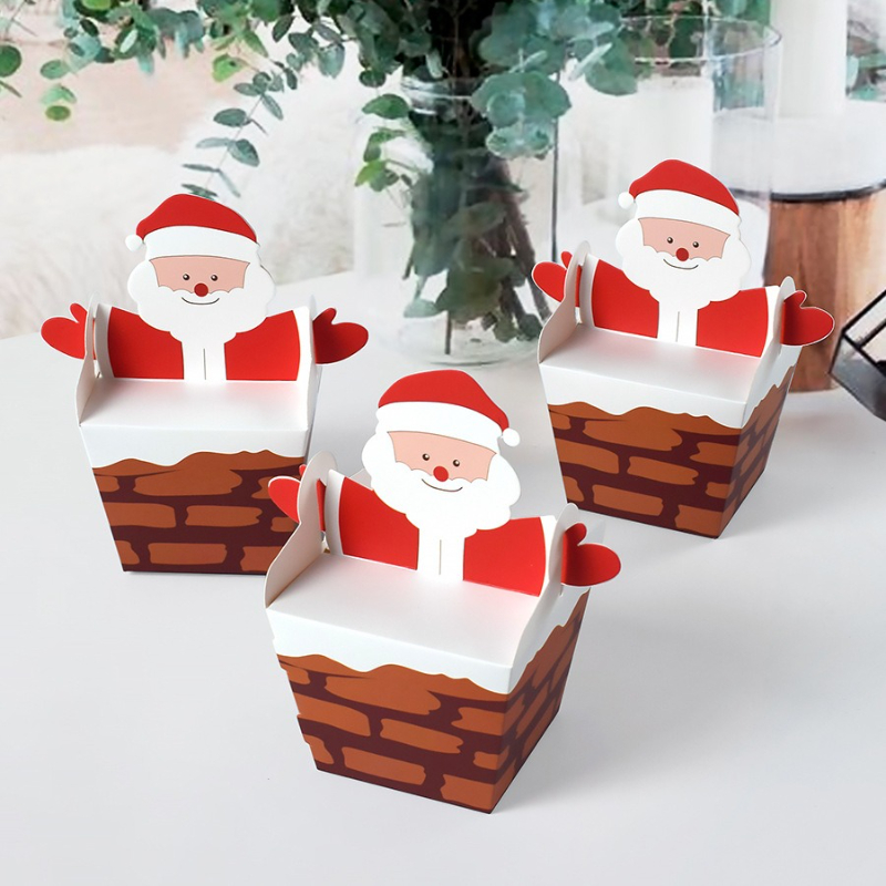 Candle Containers - 10/30/50 szt. Papierowe pudełka z Mikołajem