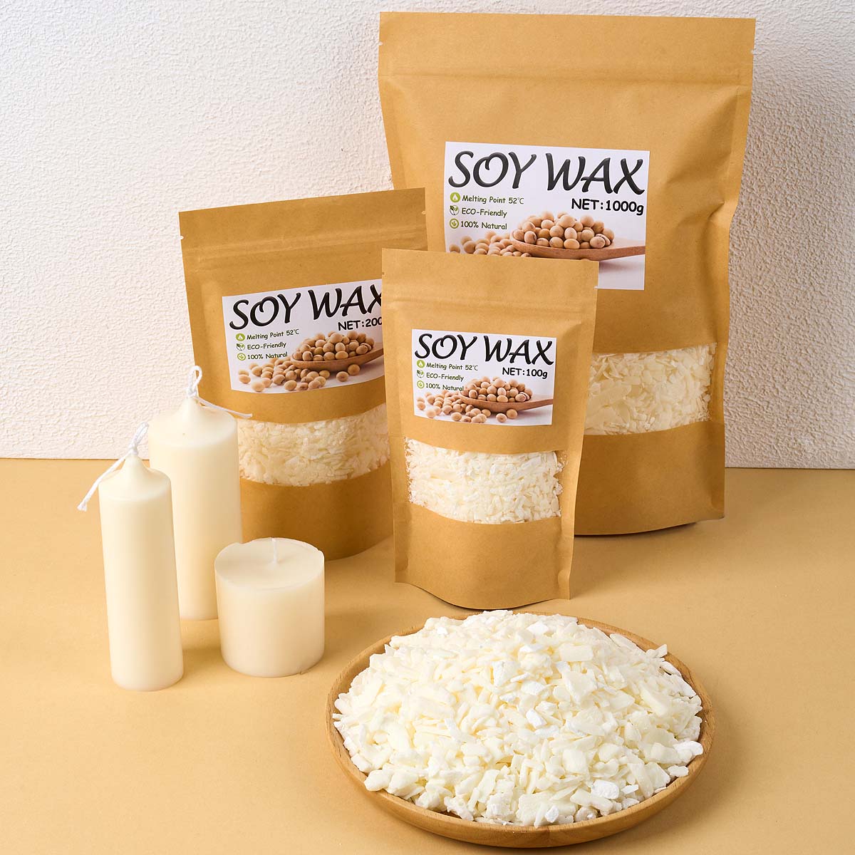 Candle Making Kit - 1-punktowy czysty biały wosk sojowy do